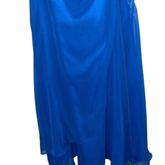 NWT Mori Lee Strapless Blue Sweetheart Chiffon Long Maxi Gown Size 6 - Picture 16 of 16